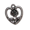 Anhänger Herz m.Rose 20mm antiksilber