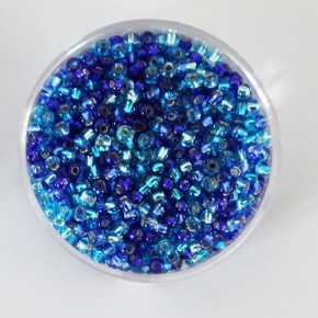 Rocailles Glasperlen-Mix mit Silbereinzug, 2.6mm, 17g im Döschen, verschiedene Farben