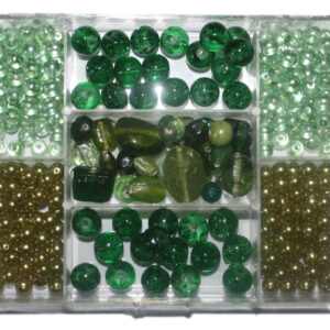 Glasperlen-Set, 120 Gramm in Rechteckdose, 6 verschiedene Farben