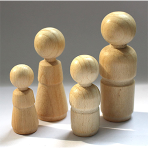 Fingerpuppe aus Holz, Mädchen - Junge - Mann - Frau, 4 Größen - Mann 71mm, 25 Stück