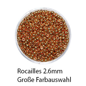 Rocailles Metallic Glasperlen, 2.6mm rund, 15g im Döschen, verschiedene Farben