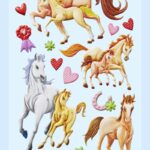 3D SOFTY Sticker-Set Pferde I, 19 Aufkleber für Partys oder zum Dekorieren