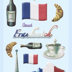 3D SOFTY Sticker-Set Frankreich, ca. 15 witzige Aufkleber für Partys oder zum Dekorieren