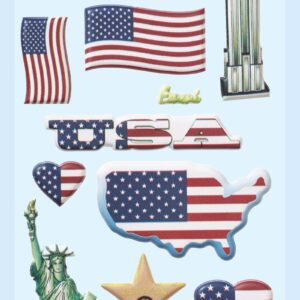 3D SOFTY Sticker-Set USA, ca. 15 Aufkleber für Partys oder zum Dekorieren