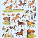 Sticker-Set Pferde, 1 Bogen 15×16,5 cm mit attraktiven Aufkleber für Partys oder zum Dekorieren