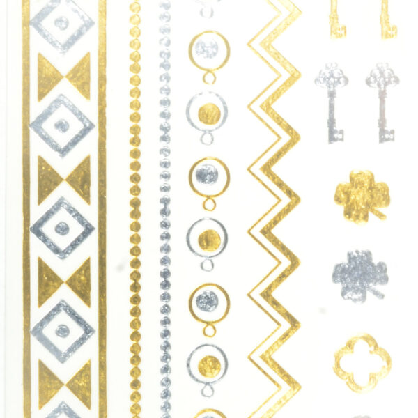 Shiny Tattoos gold-silber 16 x 8cm, verschiedene metallische temporäre Tätowierungen