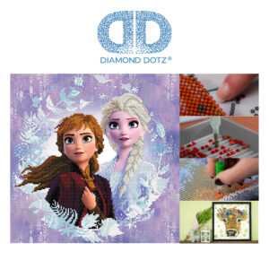 Diamond Dotz Disney Frozen II, “Sisters” Anna und Elsa, funkelndes Diamantbild zum Selbstgestalten, ca. 40 x 40 cm groß, Malen mit Diamanten