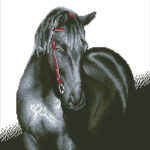 Diamond Dotz Motiv “Mittenachtshengst”, schwarzes Pferd, funkelndes Diamantbild zum Selbstgestalten ca. 42 x 53 cm groß, Malen mit Diamanten