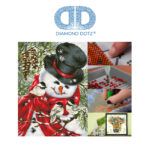 Diamond Dotz Motiv “Schneemann mit Vögeln”, funkelndes Diamantbild zum Selbstgestalten ca. 42 x 57 cm groß, Malen mit Diamanten