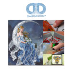 Diamond Dotz Motiv “Mädchen im Mond”, funkelndes Diamantbild zum Selbstgestalten ca. 52 x 68 cm groß, Malen mit Diamanten
