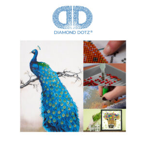 Diamond Dotz Motiv “Blauer Pfau”, funkelndes Diamantbild zum Selbstgestalten ca. 60 x 84 cm groß, Malen mit Diamanten