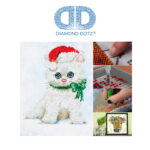 Diamond Dotz Motiv “Katze Weihnachten”, funkelndes Diamantbild zum Selbstgestalten ca. 27 cm x 35 cm groß, Malen mit Diamanten