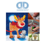 Diamond Dotz Motiv “Rentier”, funkelndes Diamantbild zum Selbstgestalten ca. 27 cm x 35 cm groß, Malen mit Diamanten