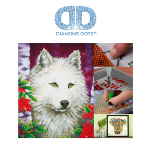 Diamond Dotz Motiv “Weißer Wolf”, funkelndes Diamantbild zum Selbstgestalten ca. 45,7 cm x 35,5 cm groß, Malen mit Diamanten