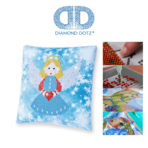 Diamond Dotz Kissenbezug Motiv “Engel”, funkelndes Kissen zum Selbstgestalten ca. 18 cm x 18 cm groß, Malen mit Diamanten