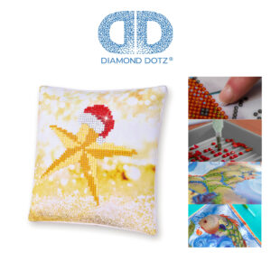Diamond Dotz Kissenbezug Motiv “Weihnachtsstern”, funkelndes Kissen zum Selbstgestalten ca. 18 cm x 18 cm groß, Malen mit Diamanten