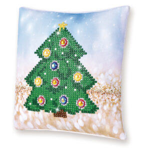 Diamond Dotz Kissenbezug Motiv “Weihnachtsbaum”, funkelndes Kissen zum Selbstgestalten ca. 18 cm x 18 cm groß, Malen mit Diamanten