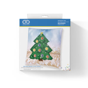 Diamond Dotz Kissenbezug Motiv “Weihnachtsbaum”, funkelndes Kissen zum Selbstgestalten ca. 18 cm x 18 cm groß, Malen mit Diamanten