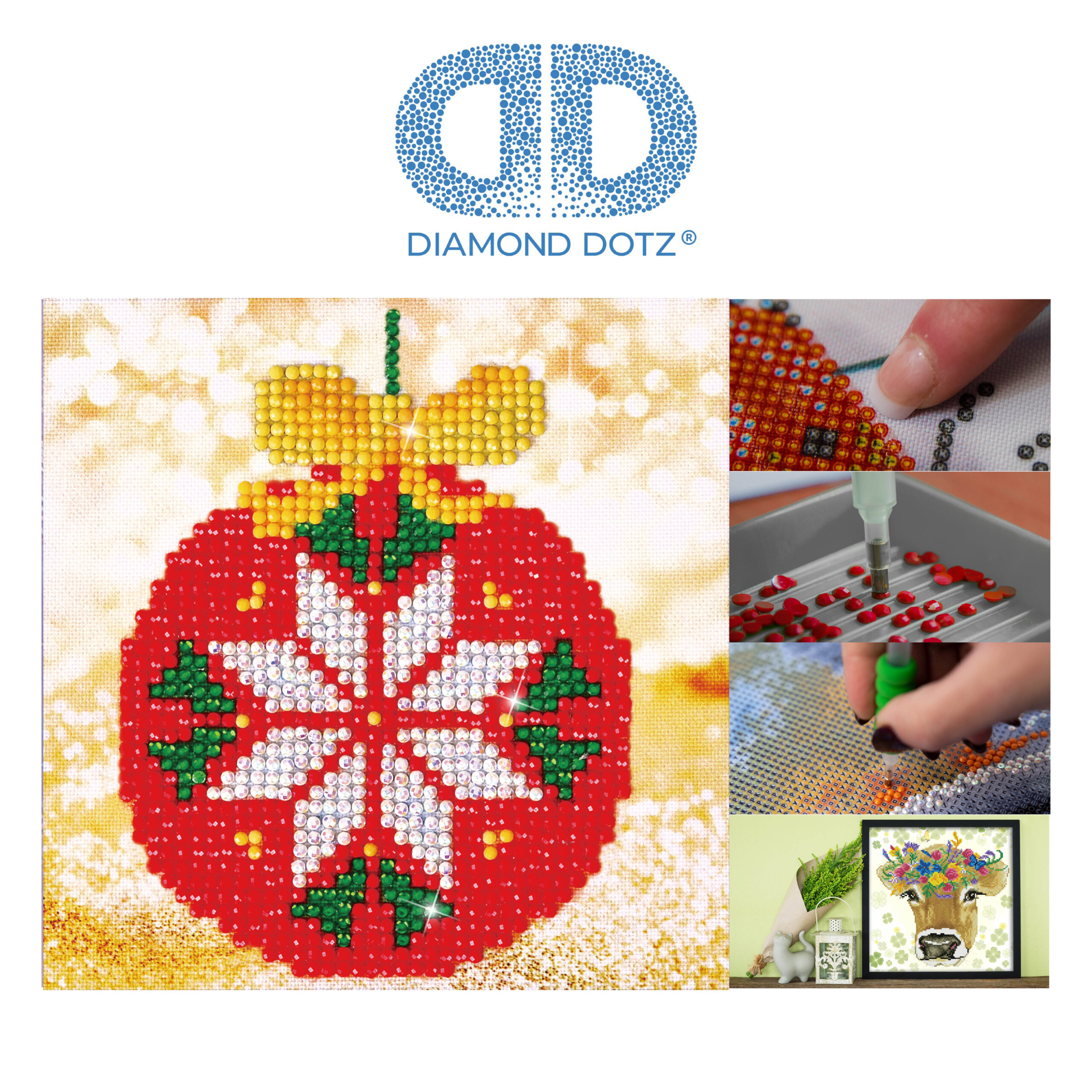 Diamond Dotz Motiv “Christbaumkugel”, funkelndes Diamantbild zum  Selbstgestalten ca. 13,5 x 13,5 cm groß, Malen mit Diamanten – Farbenspiel