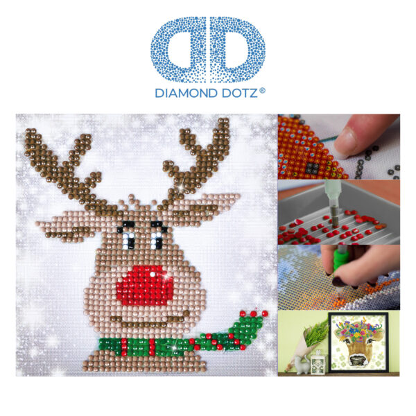 Diamond Dotz Motiv "Rentier", funkelndes Diamantbild zum Selbstgestalten ca. 13,5 x 13,5 cm groß, Malen mit Diamanten