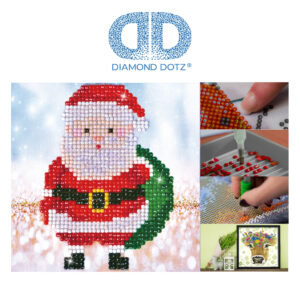 Diamond Dotz Motiv “Weihnachtsmann”, funkelndes Diamantbild zum Selbstgestalten ca. 13,5 x 13,5 cm groß, Malen mit Diamanten
