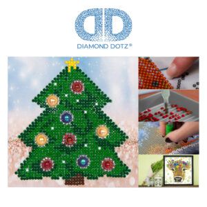 Diamond Dotz Motiv “Weihnachtsbaum”, funkelndes Diamantbild zum Selbstgestalten ca. 13,5 x 13,5 cm groß, Malen mit Diamanten