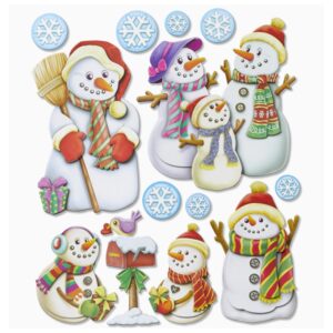 3D XXL Sticker-Set “Schneemänner”, ca. 11 attraktive Aufkleber mit Schneemännern zum Dekorieren zu Weihnachten